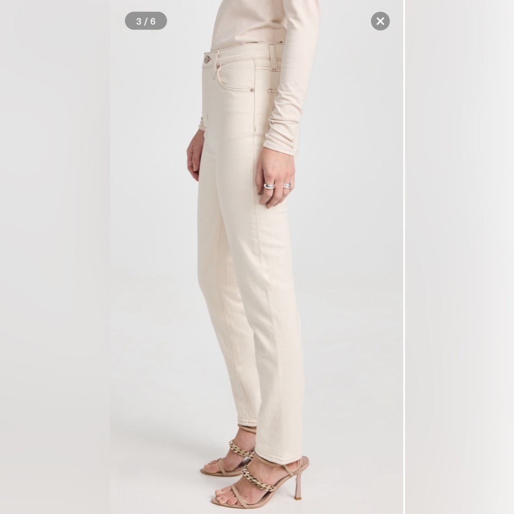 Pistola cream high waist slim straight Kate jeans. Zip fly size 26 inseam 29